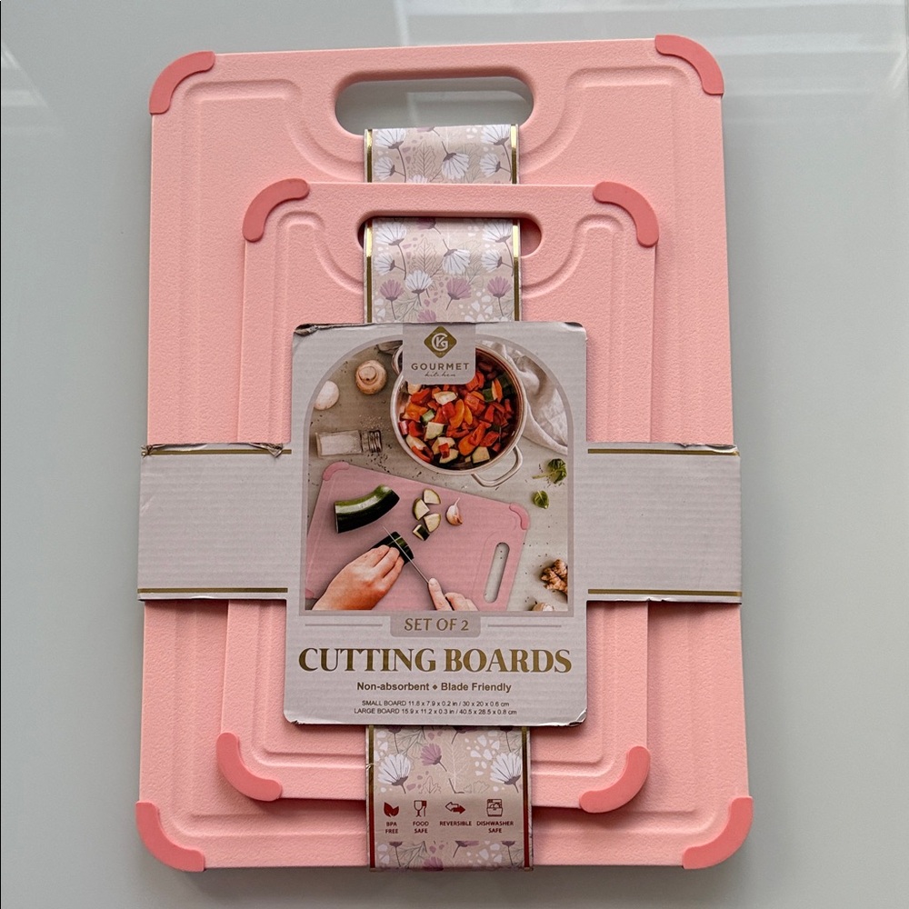 2 pc Pink Cutting Board Set